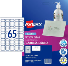 Avery L7551 Clear Labels 65's x 25 Sheets CX238038