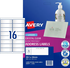 Avery L7562 Clear Labels 16's x 25 Sheets CX238039