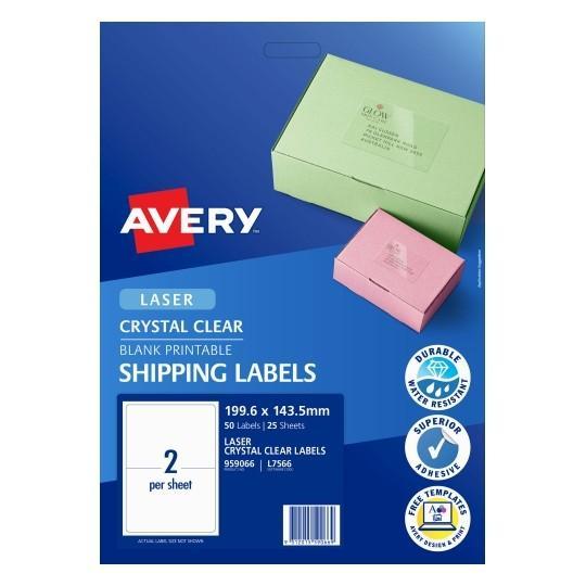 Avery L7566 Clear Labels 2's x 25 Sheets CX238014