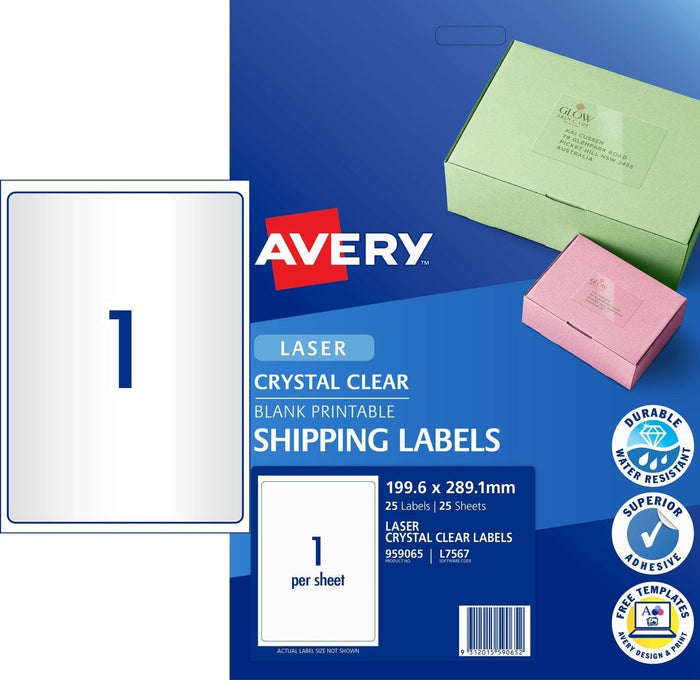 Avery L7567 Clear Labels 1's x 25 Sheets CX238540