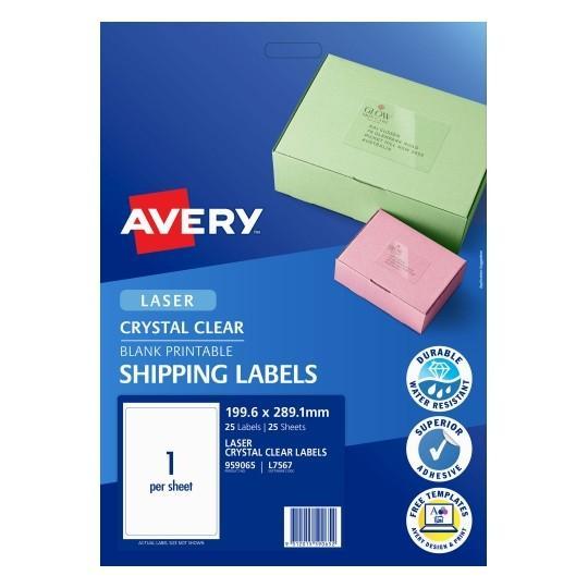Avery L7567 Clear Labels 1's x 25 Sheets CX238540