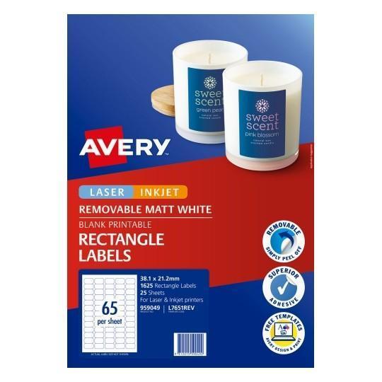 Avery L7651 Labels 65's x 25 Sheets - Inkjet & Laser Printable CX238508