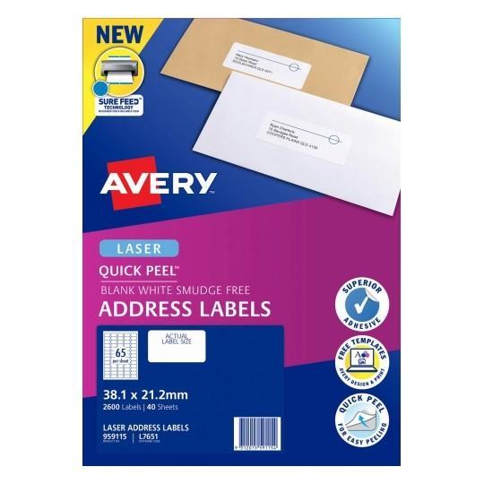 Avery L7651 Labels 65's x 40 Sheets CX239570