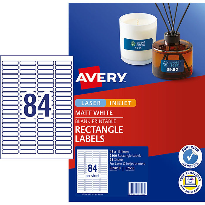 Avery L7656 Labels 84's x 25 Sheets - Permanent CX238048