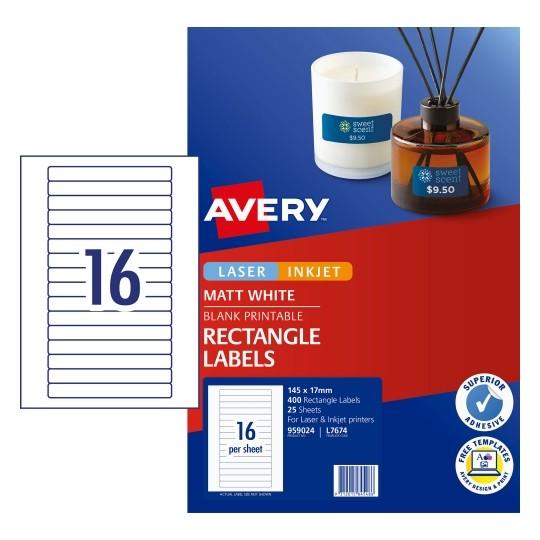 Avery L7674 Labels 16's x 25 Sheets CX238046