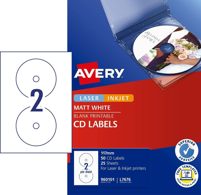 Avery L7676 CD / DVD Labels x 50 Labels CX238503
