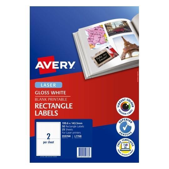 Avery L7768 Glossy Photo Quality Multi-Purpose Labels 2's x 25 Sheets CX238568