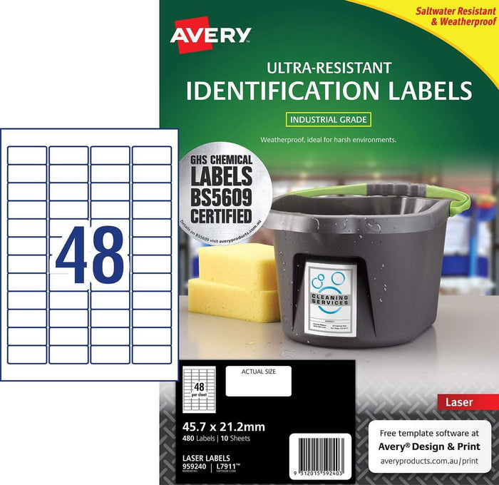 Avery L7911 Ultra-Resistant Outdoor Labels 48's x 10 Sheets CX238446