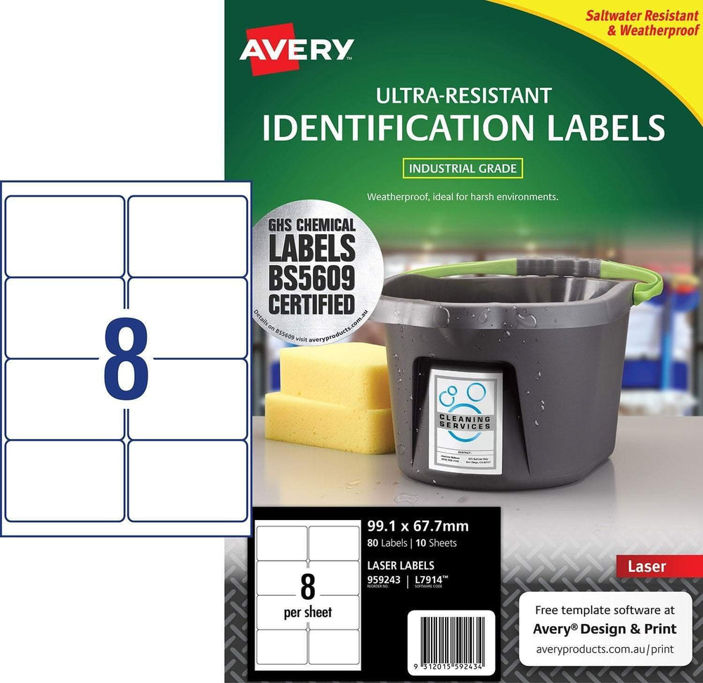 Avery L7914 Ultra-Resistant Outdoor Labels 8's x 10 Sheets | Avery ...