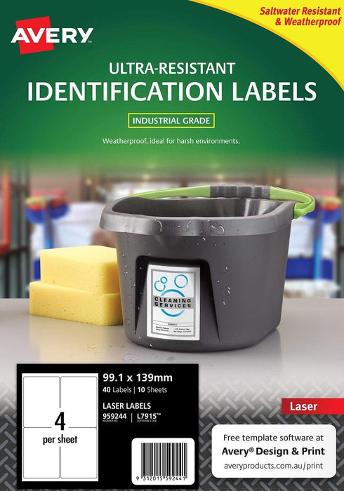 Avery L7915 Ultra-Resistant Outdoor Labels 4's x 10 Sheets CX238442