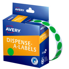 Avery Label Dispenser 937375 Green Round 14mm 1050 Labels CX238524