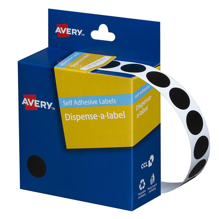 Avery Label Dispenser DMC14BK Black Round 14mm 1050 Pack CX238254