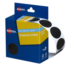 Avery Label Dispenser DMC24BL Black Round 24mm 500 Pack CX238264