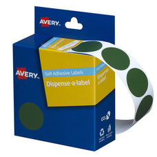 Avery Label Dispenser DMC24G Green Round 24mm 500 Pack CX238267