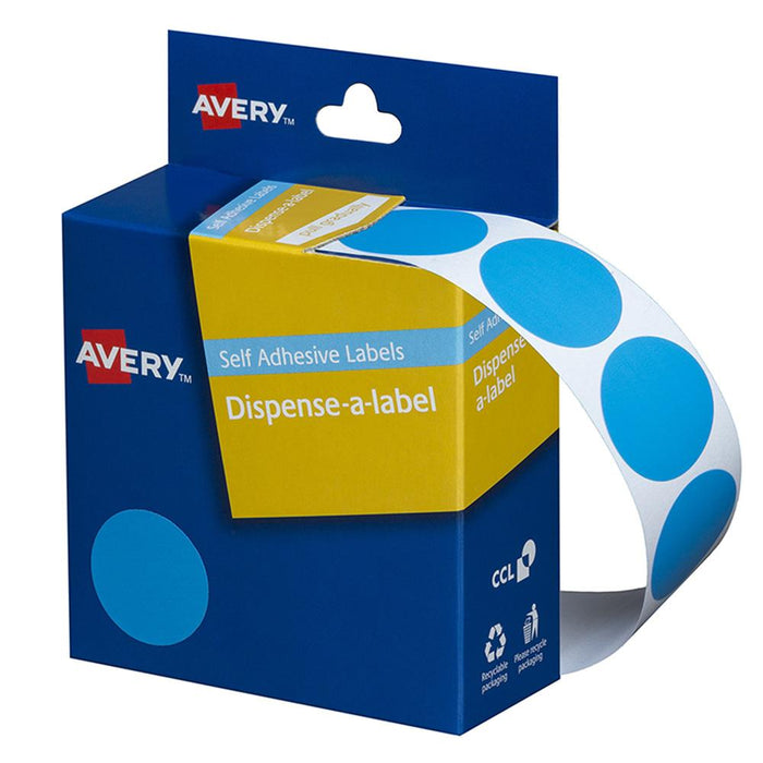 Avery Label Dispenser DMC24LB Light Blue Round 24mm 500 Pack CX238263