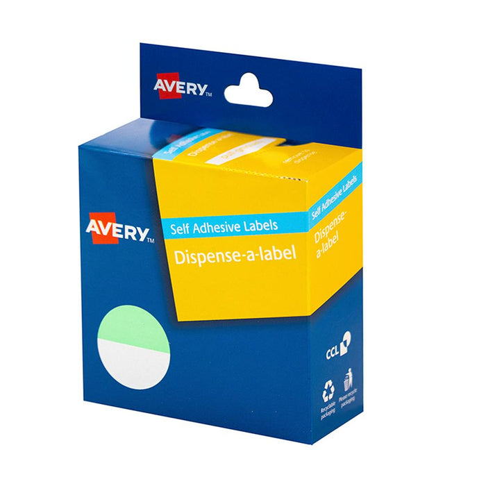 Avery Label Dispenser Green & White Round 24mm 300 Pack CX239401