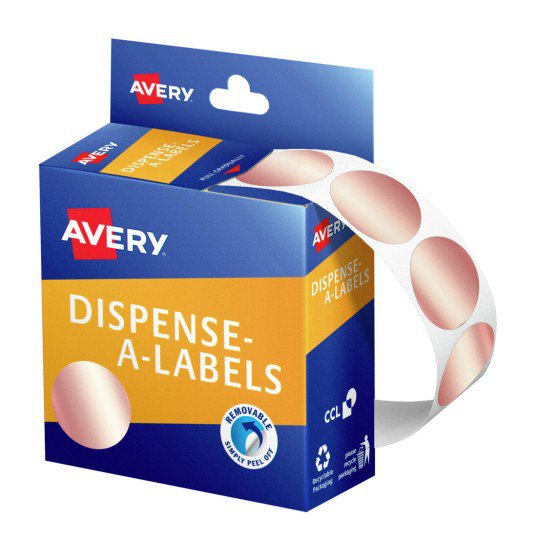 Avery Label Dispenser Rose Gold Round 24mm 250 Pack CX238414