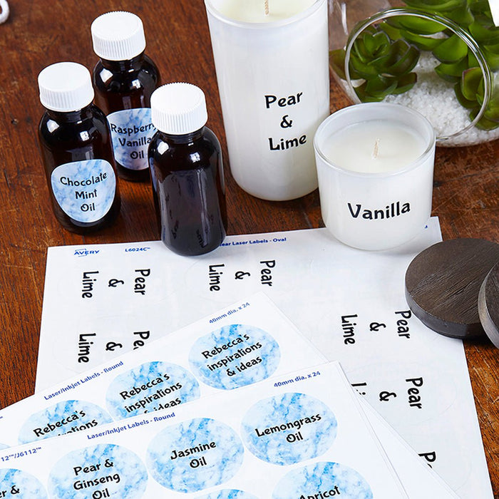 Avery Label L6112C Crystal Clear Round 40mm 24up 10 Sheets CX238554