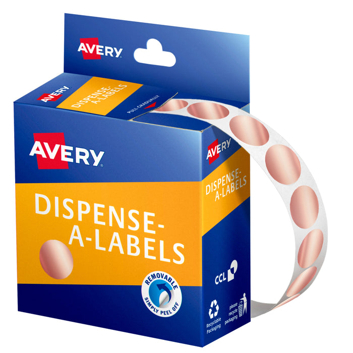 Avery Label Rose Gold Round 14mm 500's pack CX238428