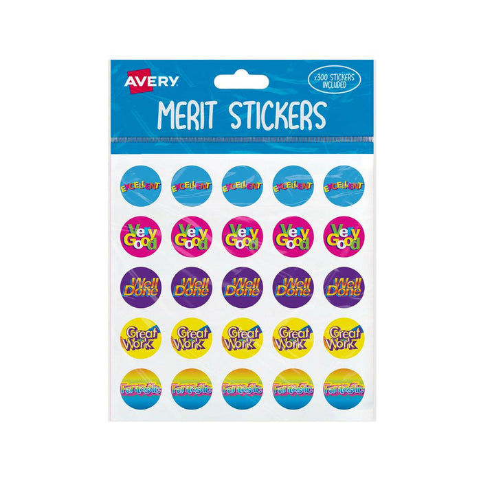 Avery Merit Stickers Assorted Captions 2 Round 22mm 300 Pack CX239428