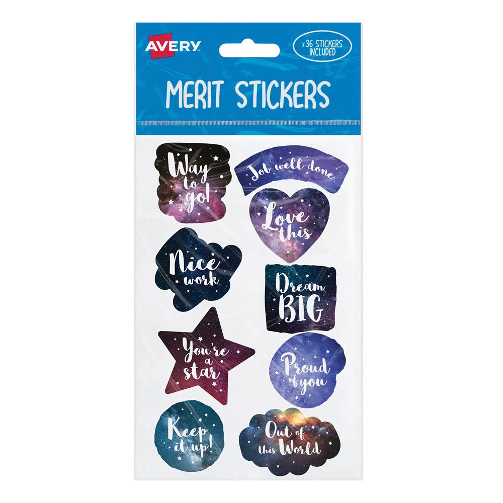 Avery Merit Stickers Cosmos 36 Pack | Art Supplies — Discount Office