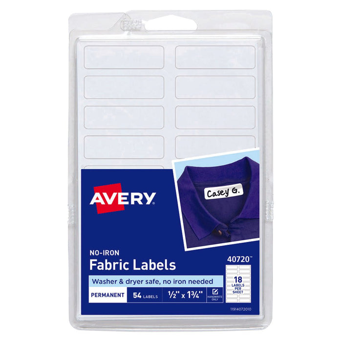 Avery No Iron Fabric Labels, A6 45mm x 13mm 18UP, 54 Pack CX272548