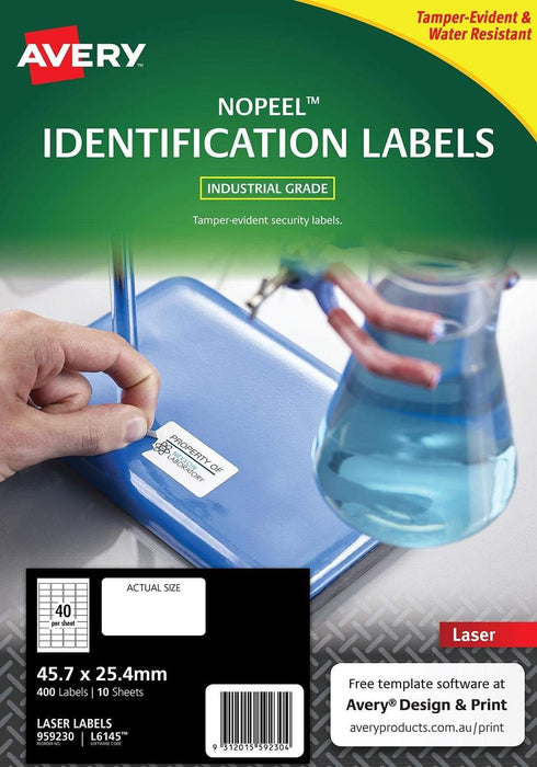 Avery NoPeel L6145 Labels 40's x 10 Sheets CX238161