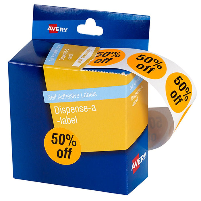 Avery Printed Labels '50% OFF' 24mm Round CX238152