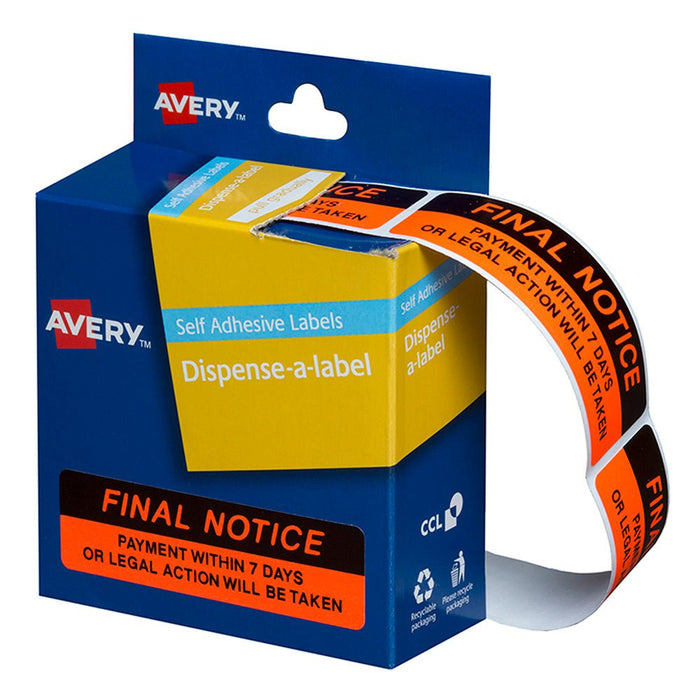 Avery Printed Labels Dispenser pack - 'FINAL NOTICE' CX238315