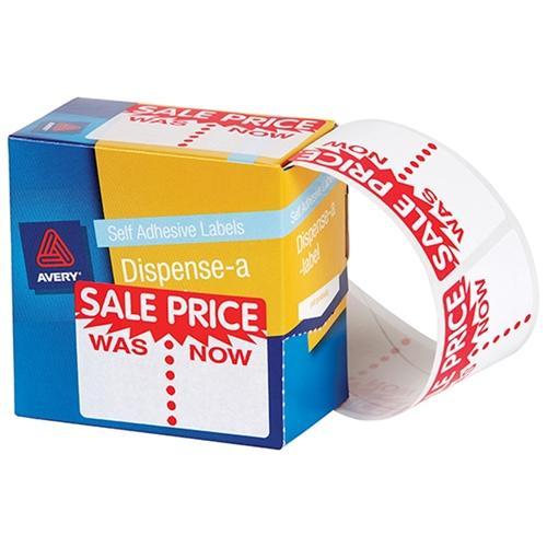 Avery Printed Labels Dispenser Pack 'SALE PRICE - WAS/NOW' 44 x 63mm x 400's pack' CX238425