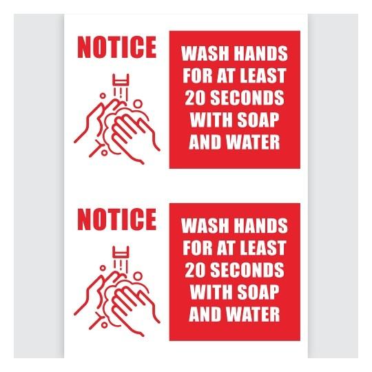 Avery Printed Sign - "Wash Hands for 20 Seconds" 2's x 5 Sheets (945259) CX238901