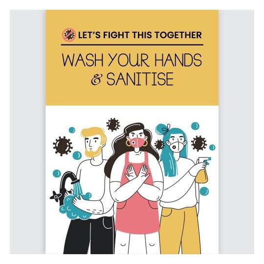 Avery Printed Sign - "Wash your Hands and Sanitise" x 5 Sheets (945245) CX238906