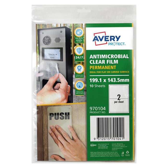 Avery Protect Antimicrobial Permanent Film 2's x 10 Sheets (970104) CX238917