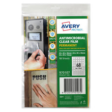 Avery Protect Antimicrobial Permanent Film 68's x 10 Sheets (970107) CX238916