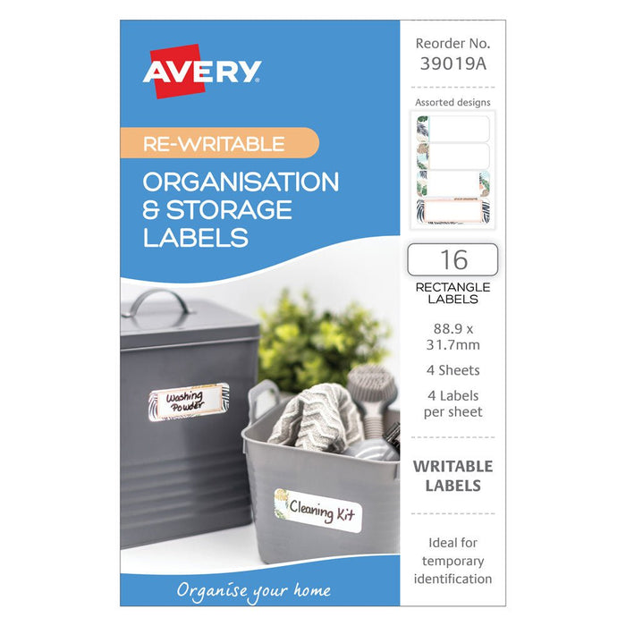 Avery Re-Writable Labels Rectangle 89x31mm 4up 4 Sheets CX238958