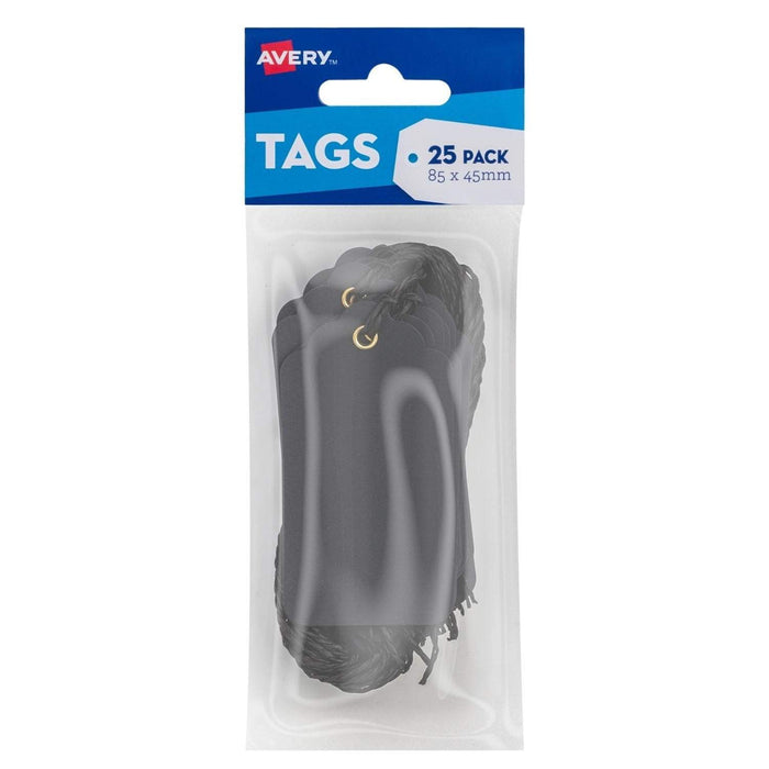 Avery Scallop Tags with String 85 x 45mm - Black CX272556