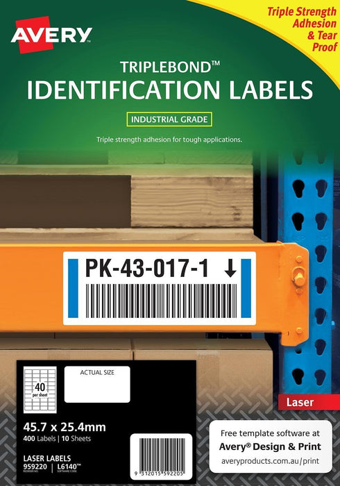 Avery TripleBond L6140 Labels 40's x 10 Sheets CX238394