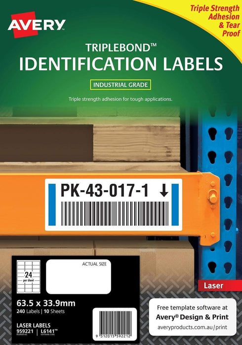 Avery TripleBond L6141 Labels 24's x 10 Sheets CX238393