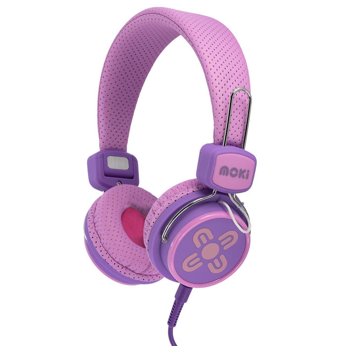 Moki Kid Safe Headphones Volume Limited Over Ear - Pink/Purple