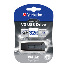 Verbatim Store'n'Go V3 USB 3.0 Drive, 32GB, Grey