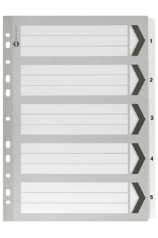 Marbig A4 Cardboard Indices/Divider, 5 Tabs, Black/White