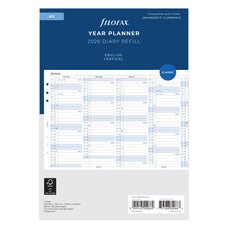 2026 Filofax A5 Classic Year Planner Refill, Vertical