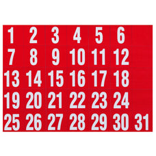 Quartet Magnetic Dates / Numbers 1 to 31 - 25mm x 30mm - Red