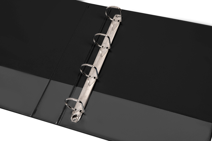 Marbig A4 Insert Cover Ring Binder, 38mm 4 D Rings, Black