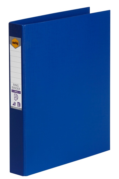 Marbig A4 PE Linen 25mm 4D Ring Binder, Blue