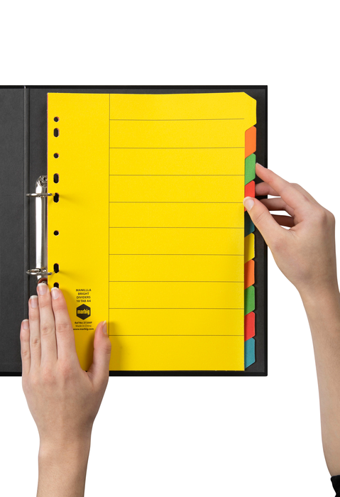 Marbig A4 Cardboard Coloured Indices/Divider, 10 Tab
