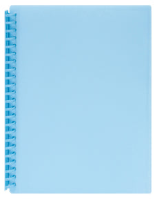 Marbig A4 20 Pocket Insertable Cover Refillable Display Book, Pastel Blue Cover