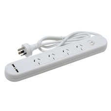 The Brute Power Co. Powerboard - 4 Socket + 2 USB + 1 Switch