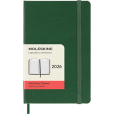 2026 Moleskine 90mm x 140mm Hard Cover Pocket Diary, Day Per Page, Myrtle Green