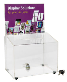 Ballot Box With Key Lock & A5 Landscape Sign Holder Clear LX66601A